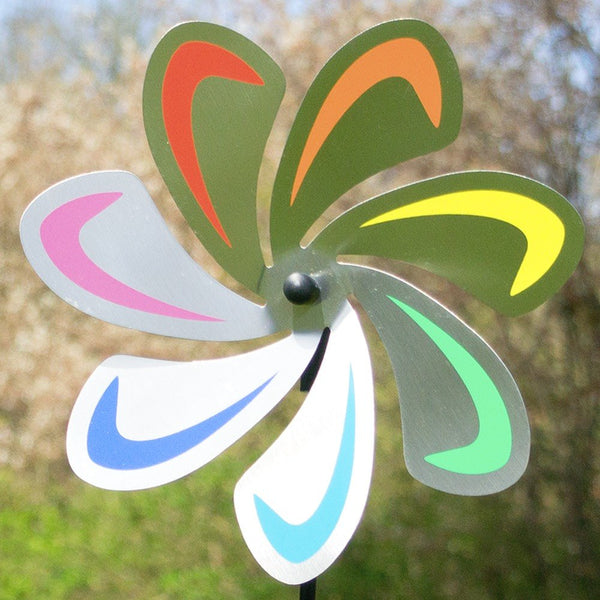 Vindsnura Wavy Rainbow Flower Ø28cm ruostumatonta terästä - Valmistettu Saksassa / Windrat / Wind Wheel