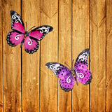 Metallinen seinäkoristelu violeteilla pisteillä 24cm perhonen. Perhonen seinäkoristelu.