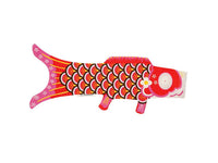 Koinobori Akai (kamelianpunainen) 45cm Japanin kalalippu / Madame Mo France (鯉 幟 / Perinteinen japanilainen strutsi / tuulisukka)