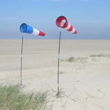 Länsi tuuli-puna-valko-sininen tuulisukka 70x20cm / tuulilasi 1,5m lasikuitutangossa (Aviatyp Windsock)
