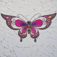 Metall VäggDekoration Glänsande Lila  Fjäril, 74cm. Décor Butterfly Wall Decoration.