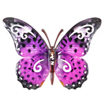 Metallinen seinäkoristelu violeteilla pisteillä 24cm perhonen. Perhonen seinäkoristelu.