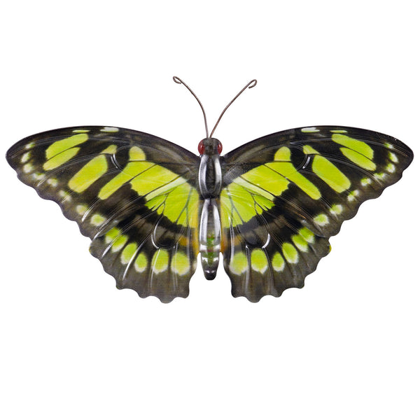 Metalliseinien koristelu Green TigerButterfly, 35cm perhonen. Perhonen seinäkoristelu.