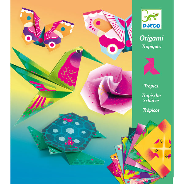 Origami från Tropikerna, Djeco, Fåglar, Fjärilar m, blommor, sköldpaddor och andra djur från tropikerna