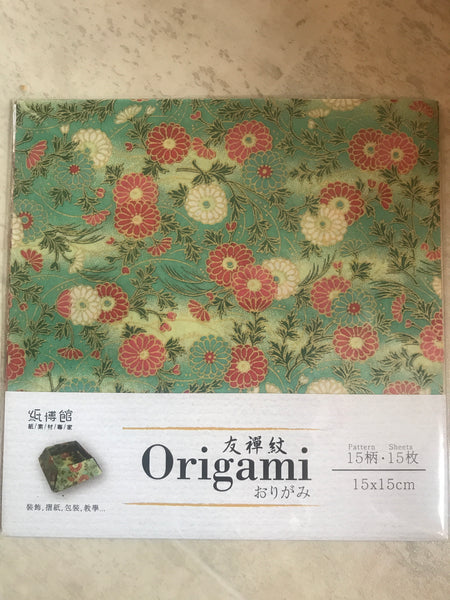 Origamipaperi 15x15cm perinteisillä japanilaisilla kukkakuvioilla (oma tuonti Taiwanista/Japanista)